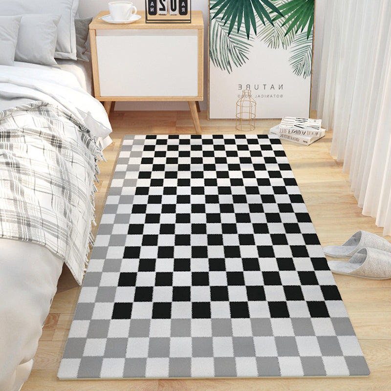 Simplicity Tartan Pattern Carpet Polyester Rug Stain Resistant Area Carpet for Home Decoration