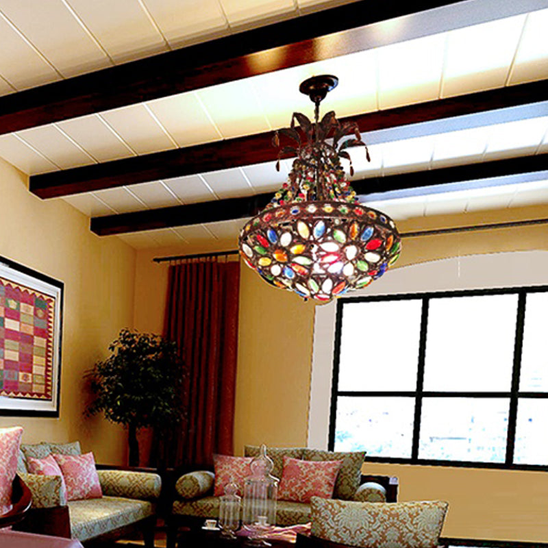 Rust 1 Light Hanging Pendant Antique Metal Teardrop Ceiling Light for Living Room