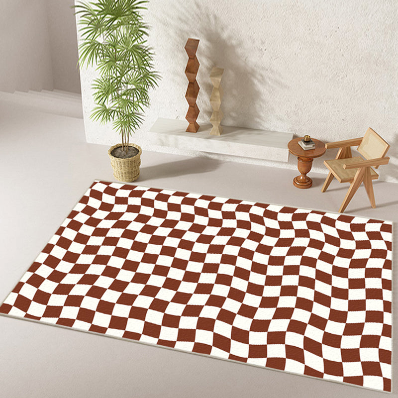 Green Plaid Pattern Rug Modern Polyester Area Rug Stain Resistant Area Carpet for Home Decor