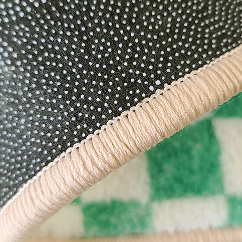 Green Plaid Pattern Rug Modern Polyester Area Rug Stain Resistant Area Carpet for Home Decor