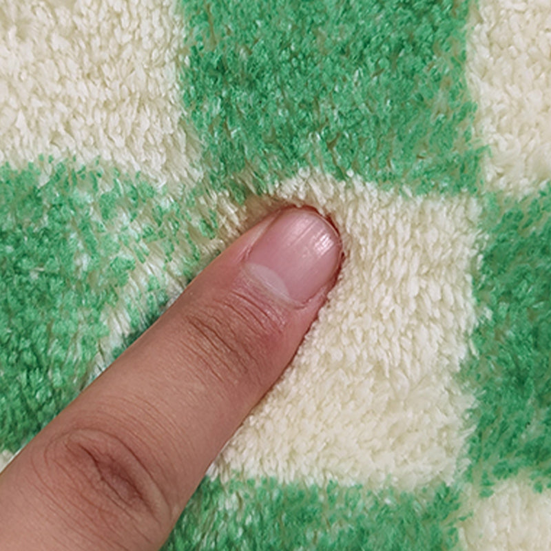 Green Plaid Pattern Rug Modern Polyester Area Rug Stain Resistant Area Carpet for Home Decor