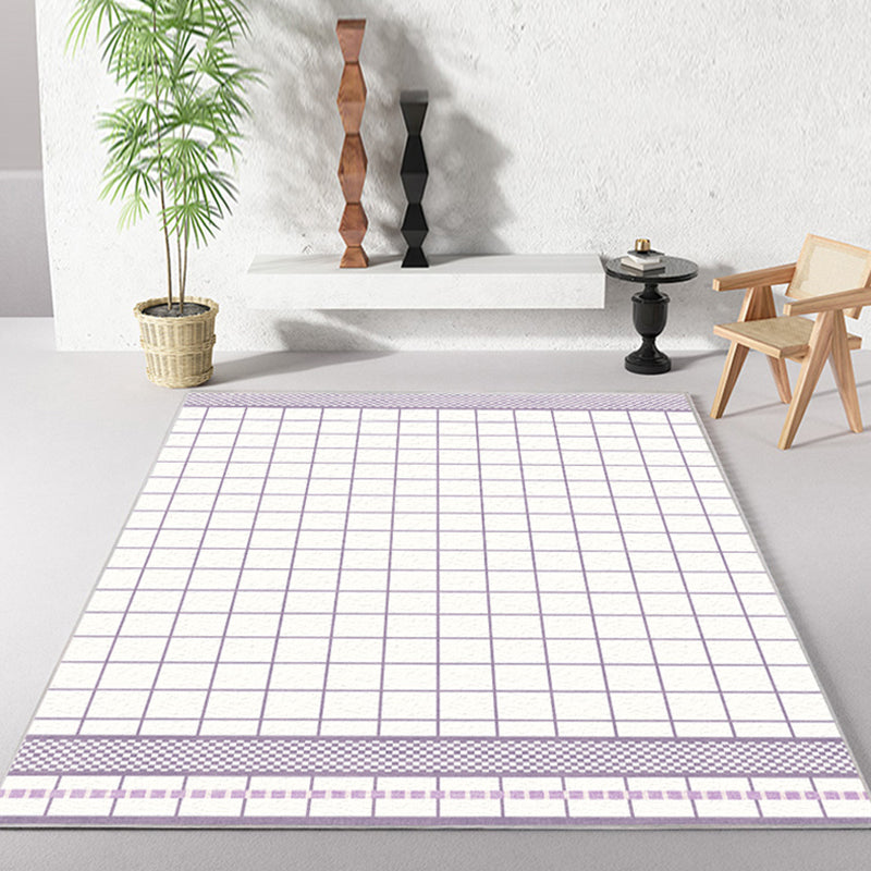 Green Plaid Pattern Rug Modern Polyester Area Rug Stain Resistant Area Carpet for Home Decor