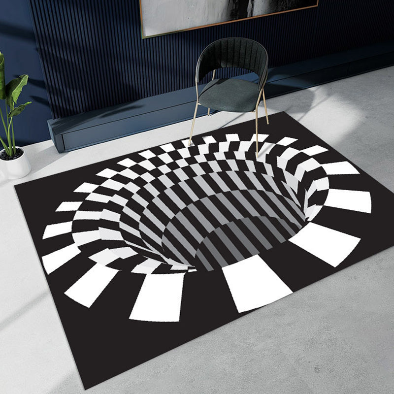 White Casual Indoor Rug Polyester Geometric Rug Washable Area Rug for Living Room