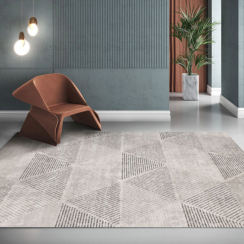 Geometric Khaki Rug Modern Patchwork Area Carpet Polyester Stain Resistant Carpet for Living Room