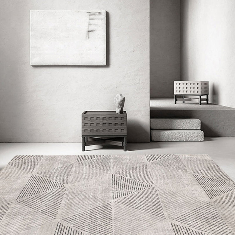 Geometric Khaki Rug Modern Patchwork Area Carpet Polyester Stain Resistant Carpet for Living Room