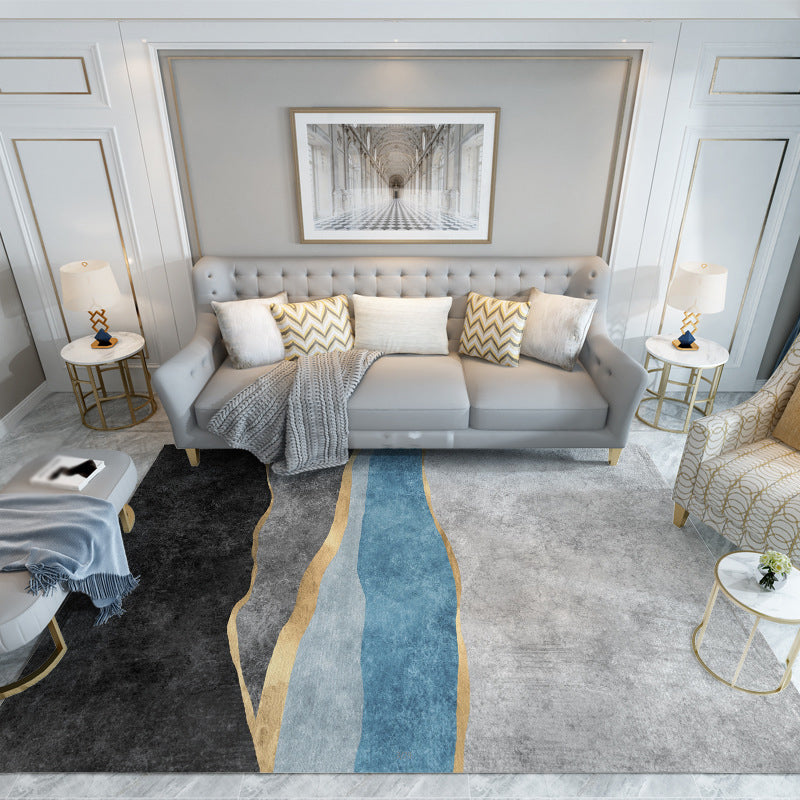 Fancy Modern Rug Blue Fish Indoor Rug Non-Slip Backing Rug for Drawing Room