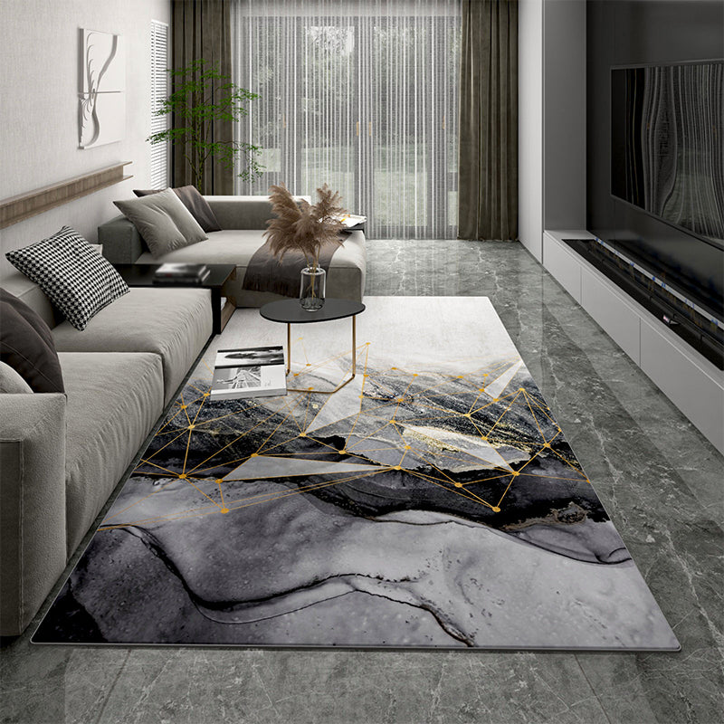 Creative Geometric Pattern Carpet Polyester Indoor Rug Stain Resistant Area Carpet for Living Room