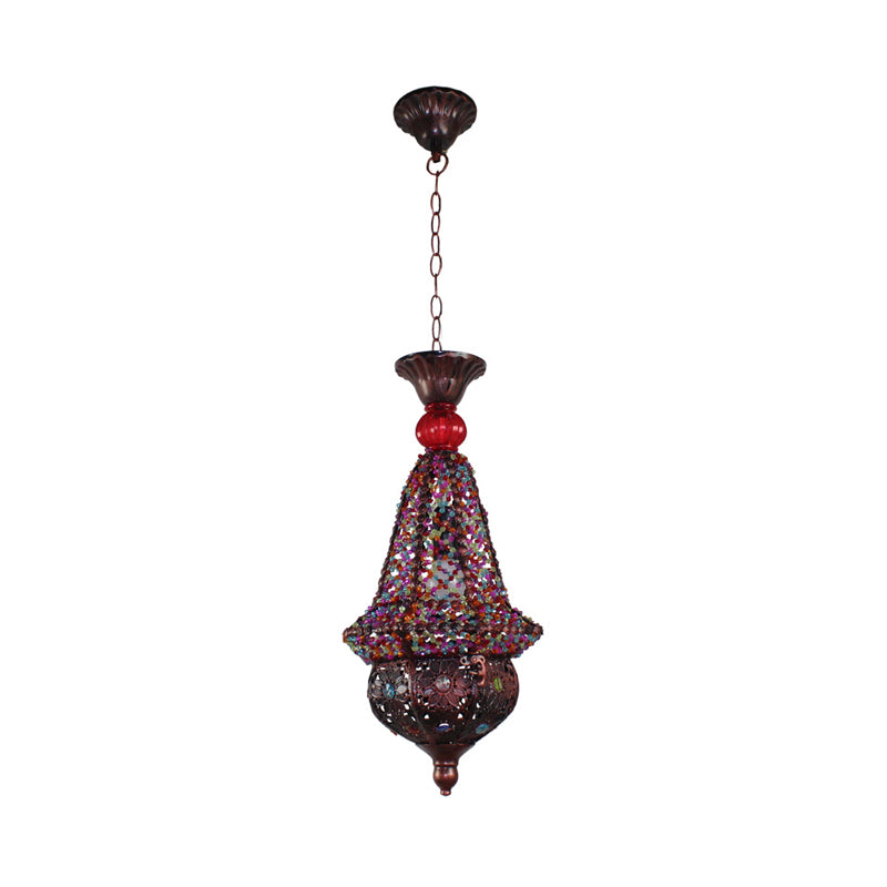 Lantern Restaurant Pendant Lamp Decorative Metal 1 Head Copper Hanging Ceiling Light
