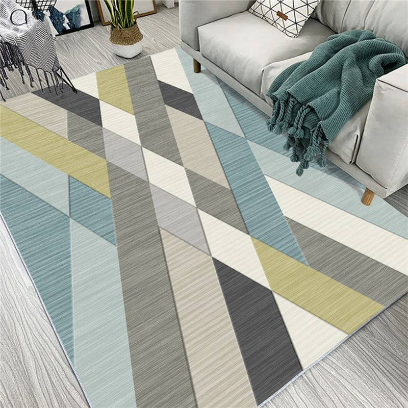 Light Yellow Modern Indoor Rug Polyester Graphic Rug Non-Slip Backing Rug for Living Room