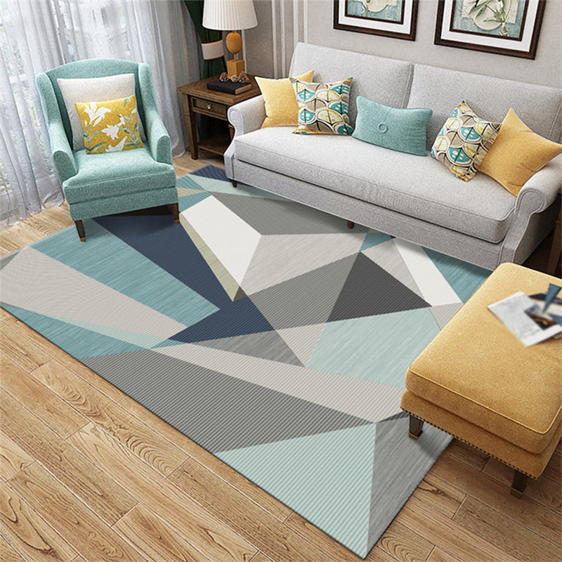 Light Yellow Modern Indoor Rug Polyester Graphic Rug Non-Slip Backing Rug for Living Room