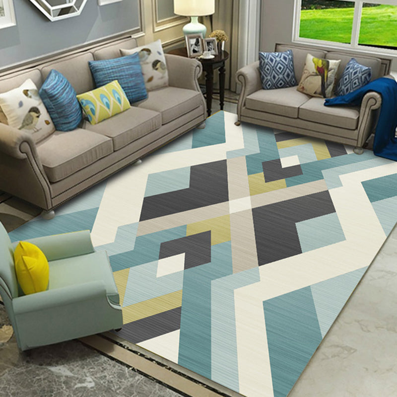 Light Yellow Modern Indoor Rug Polyester Graphic Rug Non-Slip Backing Rug for Living Room