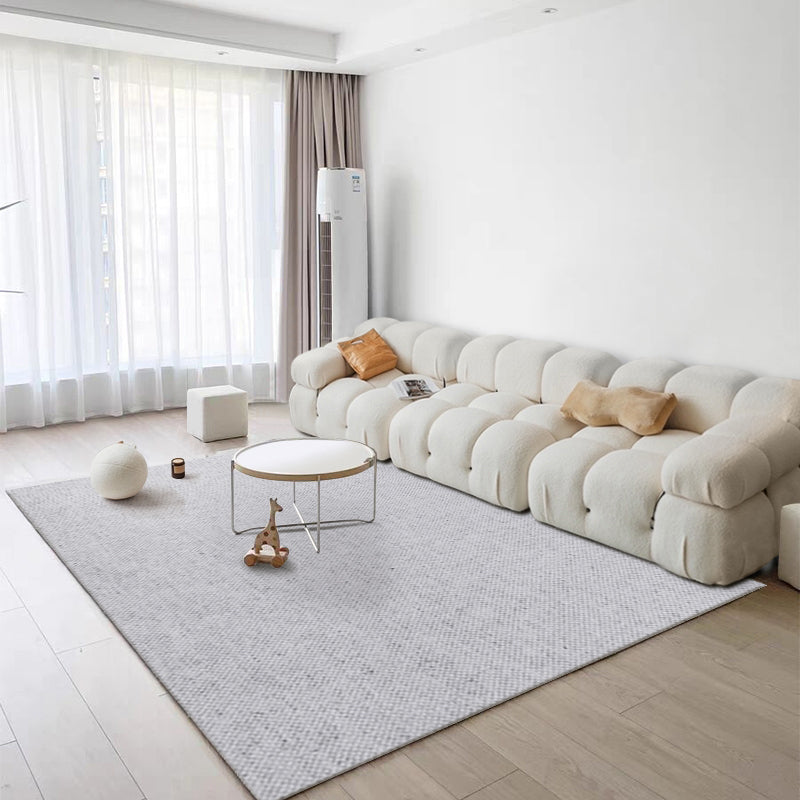 Modern Pure Color Area Carpet White Polyester Area Rug Anti-Slip Easy Care Rug for Home Decor
