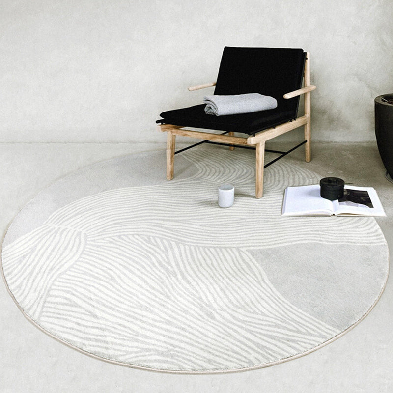 Modern Stripe Pattern Rug Grey Polyester Area Rug Non-Slip Backing Area Carpet for Home Decor