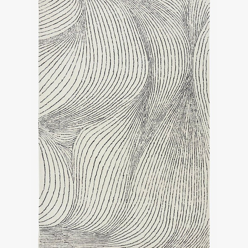 Grey Living Room Area Carpet Stripe Pattern Polyester Area Rug Modern Stain Resistant Rug