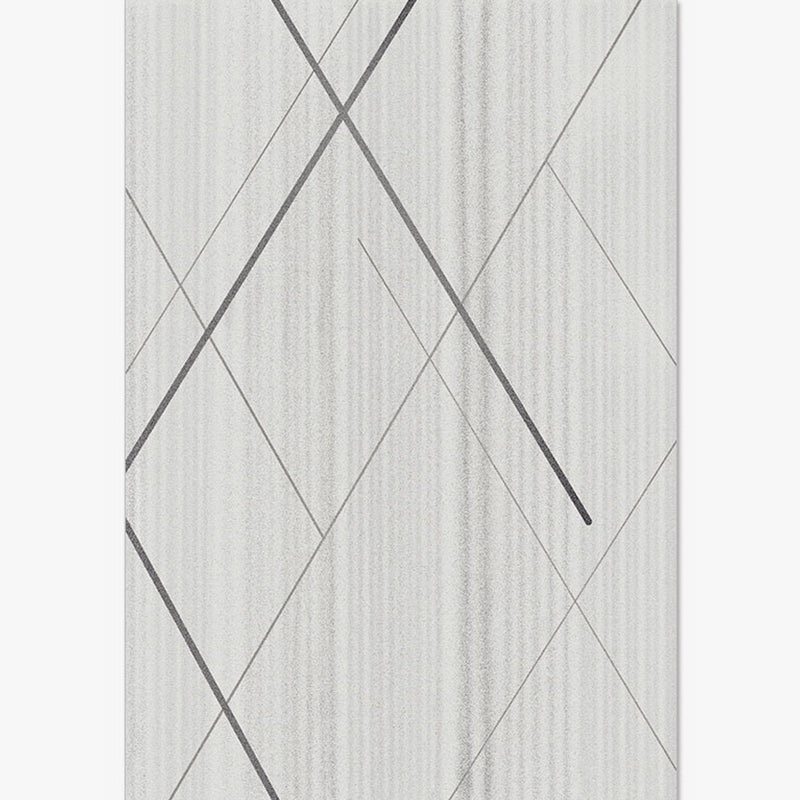 Grey Living Room Area Carpet Stripe Pattern Polyester Area Rug Modern Stain Resistant Rug