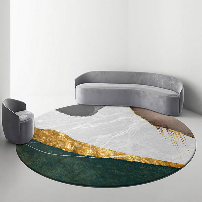 Round Modern Carpet Fancy Abstract Pattern Indoor Rug Polyester Non-Slip Area Rug for Living Room