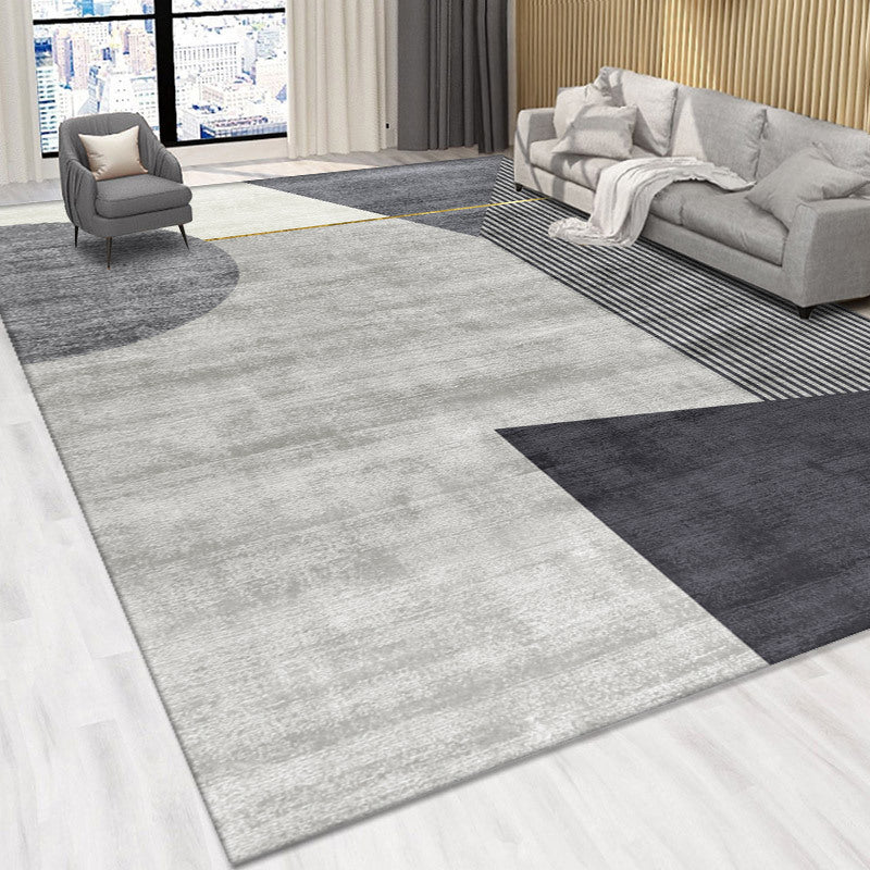 Dark Gray Modern Rug Polyester Circle Rug Non-Slip Backing Rug for Home Decoration