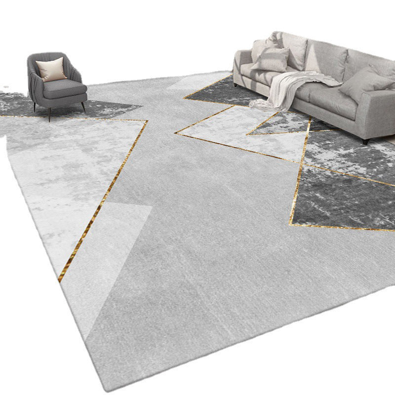 Dark Gray Modern Rug Polyester Circle Rug Non-Slip Backing Rug for Home Decoration