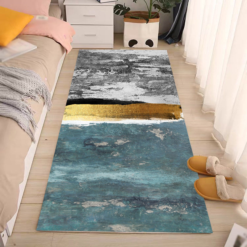 Gold Modern Rug Polyester Abstract Pattern Rug Washable Rug for Living Room