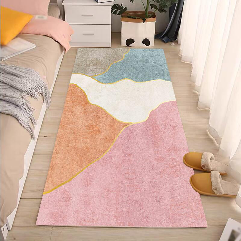 Gold Modern Rug Polyester Abstract Pattern Rug Washable Rug for Living Room