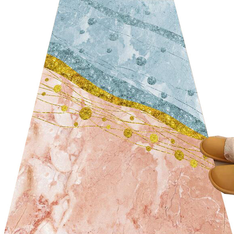 Gold Modern Rug Polyester Abstract Pattern Rug Washable Rug for Living Room