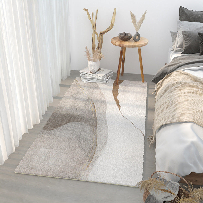 Modern Contrast Color Area Carpet Polyester Grey Area Rug Non-Slip Backing Rug for Bedroom