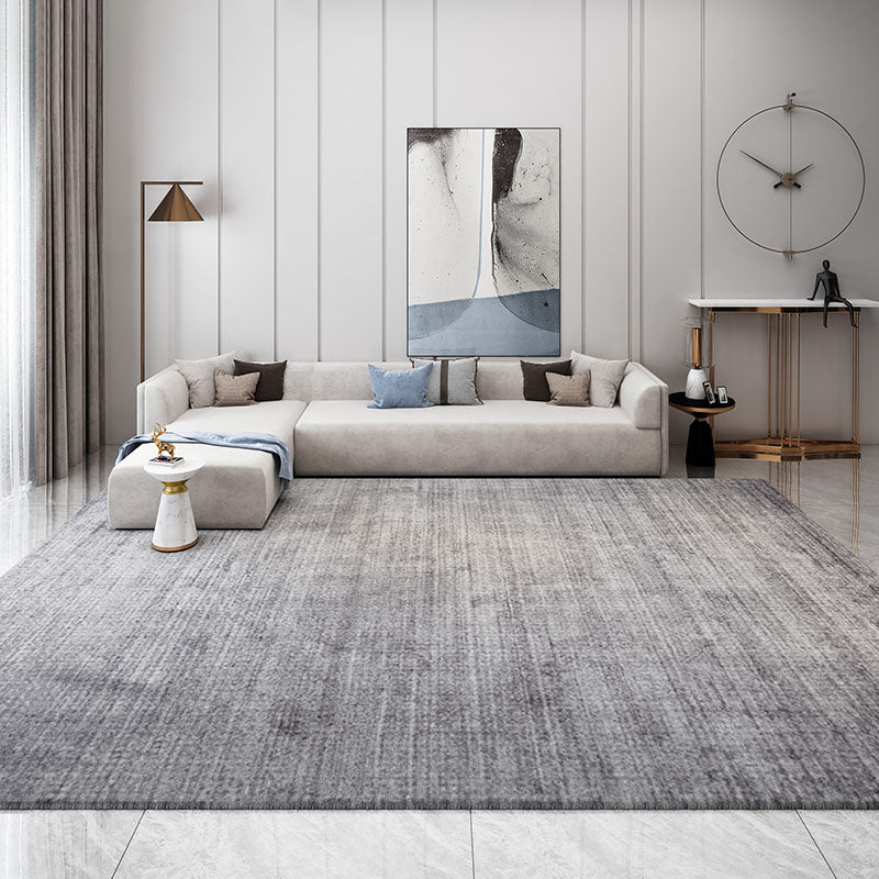 Grey Living Room Area Carpet Modern Tie-Dye Print Area Rug Polyester Stain Resistant Rug