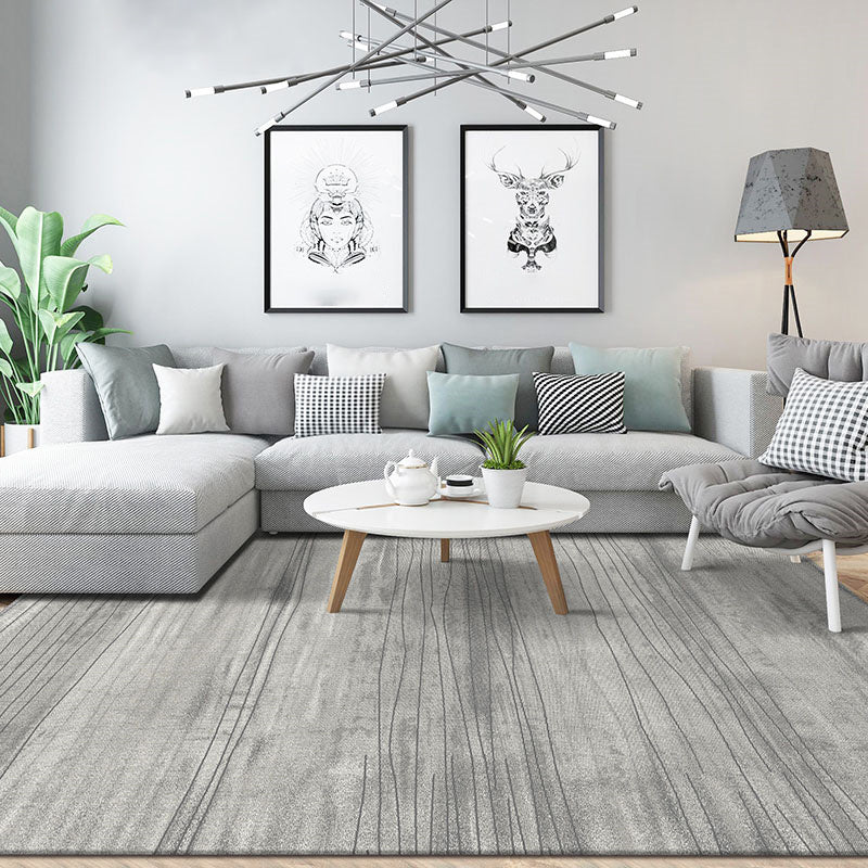 Grey Living Room Area Carpet Modern Tie-Dye Print Area Rug Polyester Stain Resistant Rug
