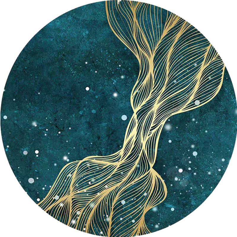 Blue Contrast Color Area Carpet Modern Polyester Area Rug Anti-Slip Easy Care Rug for Home Decor