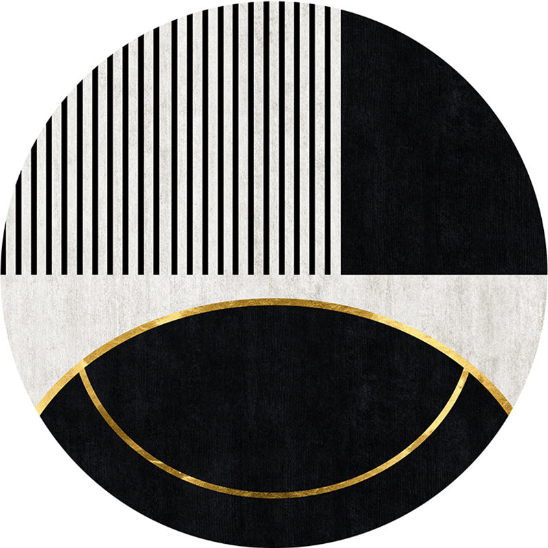 Blue Contrast Color Area Carpet Modern Polyester Area Rug Anti-Slip Easy Care Rug for Home Decor