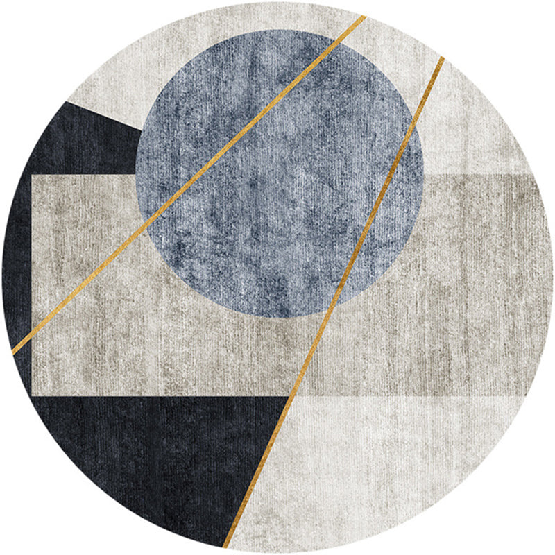 Blue Contrast Color Area Carpet Modern Polyester Area Rug Anti-Slip Easy Care Rug for Home Decor