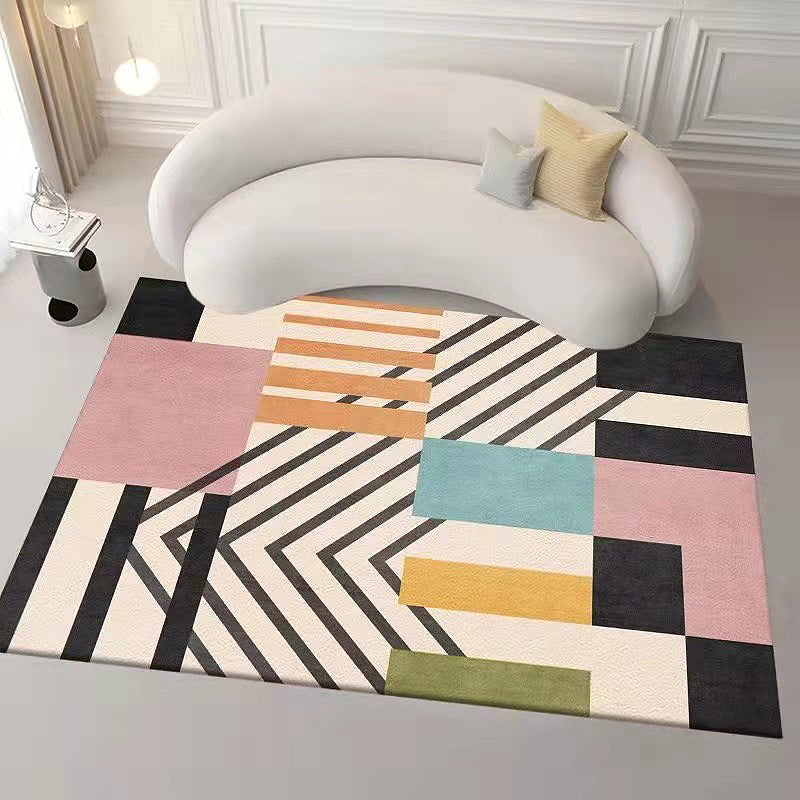 Geometric Indoor Rug Modern Khaki Tone Area Rug Washable Polyester Carpet for Living Room