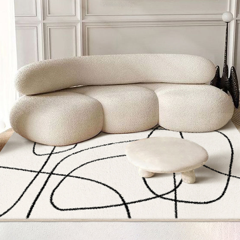 Modern Abstract Print Area Tapijt Wit Polyester Area Tapijt Non-slip achterste Tapijt voor thuisdecoratie