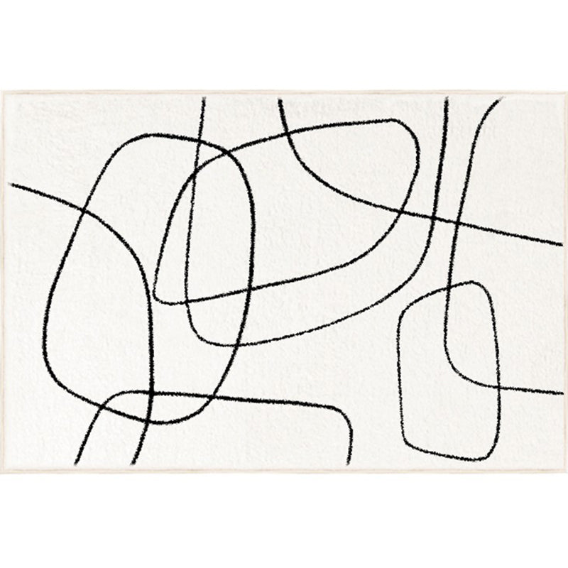 Modern Abstract Print Area Tapijt Wit Polyester Area Tapijt Non-slip achterste Tapijt voor thuisdecoratie