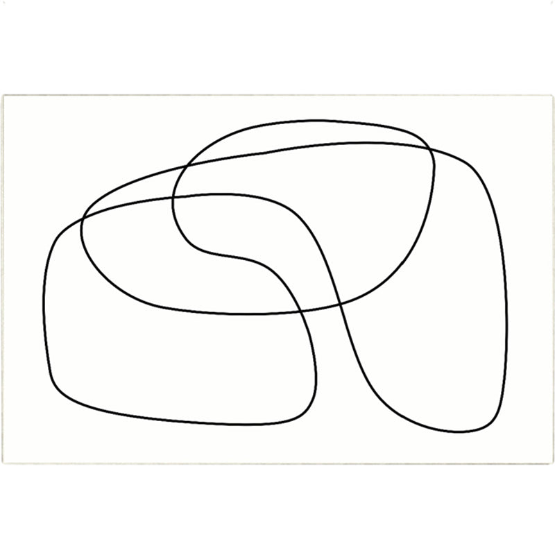 White Line Pattern Area Carpet Modern Polyester Area Rug Non-Slip Backing Rug for Home Decor