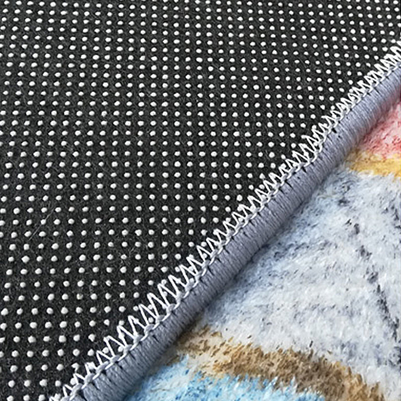 Light Blue Modern Rug Polyester Graphic Rug Non-Slip Backing Rug for Living Room