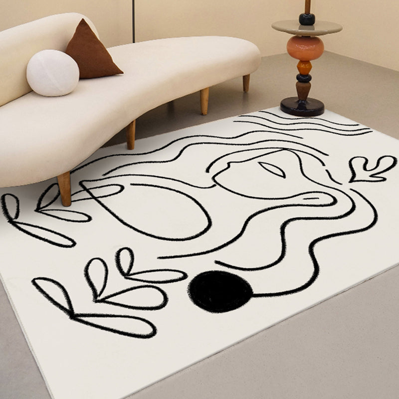 Stijlvol modern tapijt Wit abstract abstract Patroon Rug polyester Anti-slip Tapijt voor thuisdecoratie