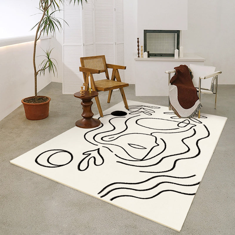 Stijlvol modern tapijt Wit abstract abstract Patroon Rug polyester Anti-slip Tapijt voor thuisdecoratie