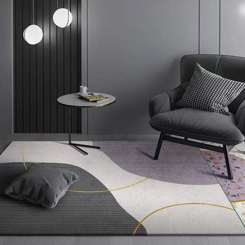 Contemporary Matrix Pattern Carpet Polyester Indoor Rug Pet Friendly Area Rug for Home Decoration