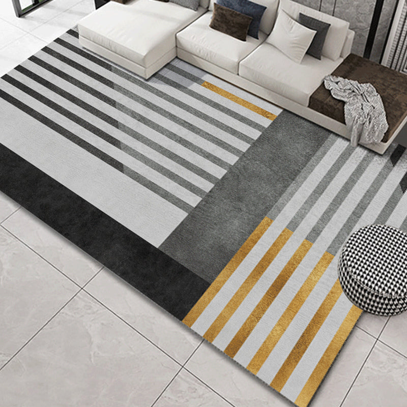 Black Striped Rug Blending Modern Rug Non-Slip Backing Rug for Home Decor