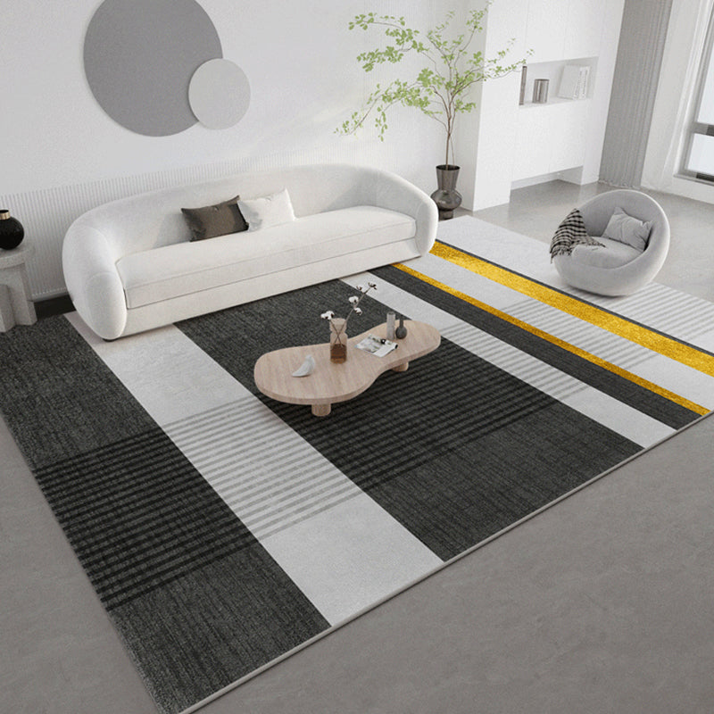 Black Striped Rug Blending Modern Rug Non-Slip Backing Rug for Home Decor