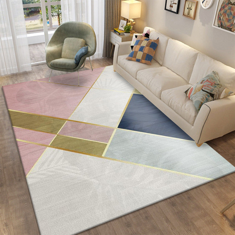 Stylish Geometric Area Rug Modern Patchwork Indoor Rug Polyester Carpet for Living Room