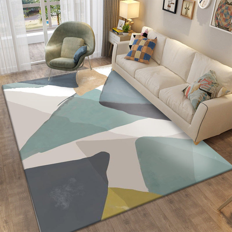 Stylish Geometric Area Rug Modern Patchwork Indoor Rug Polyester Carpet for Living Room