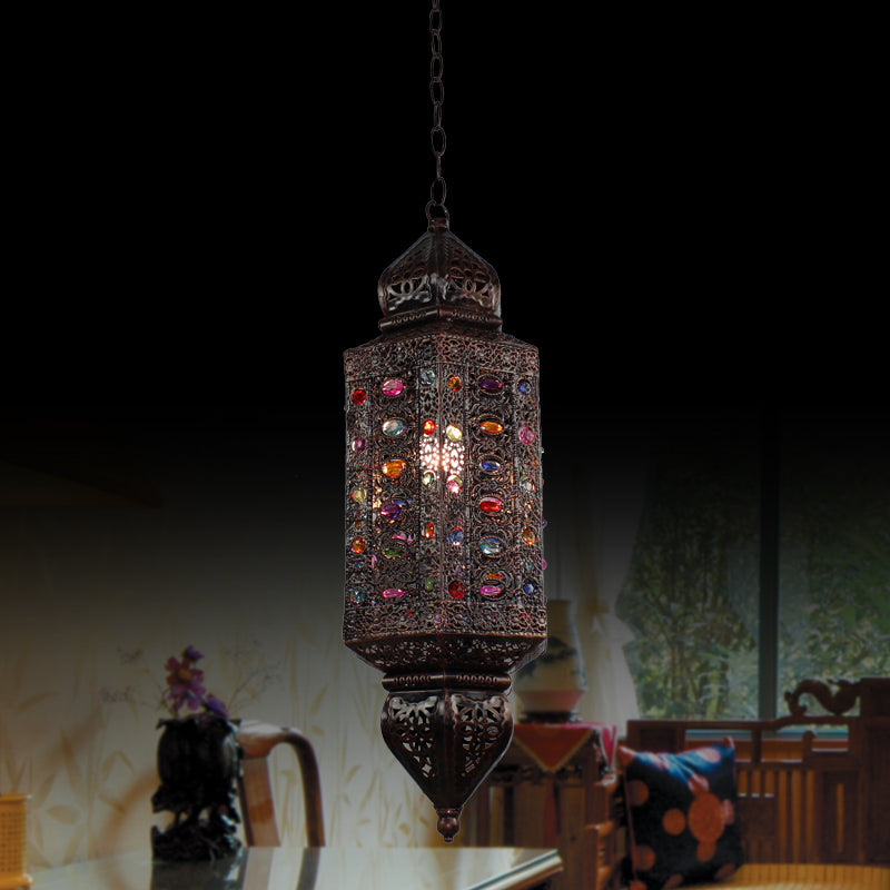 Éclairage de suspension de rouille du cylindre Métal traditionnel 1 tête de salon Pendante Lumière
