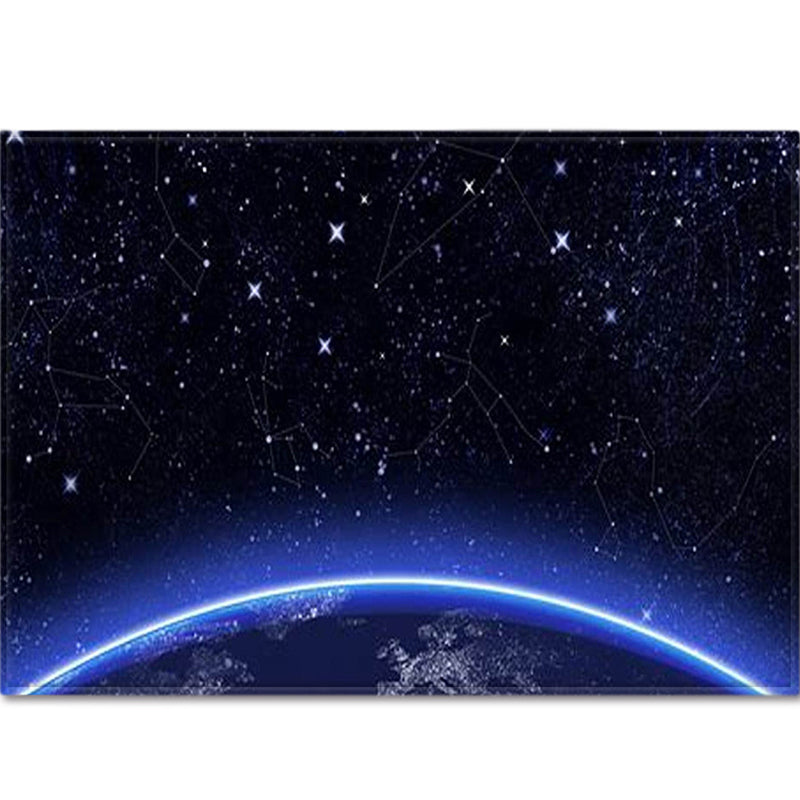 Navy Modern Area Carpet Space Pattern Polyester Area Rug Stain Resistant Rug for Home Decor