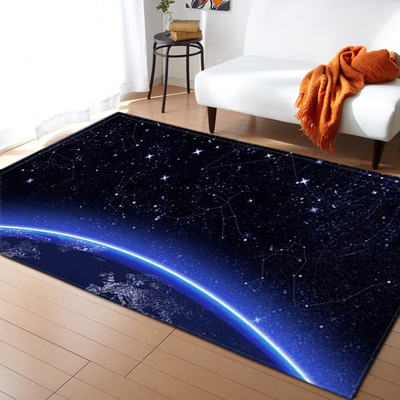 Navy Modern Area Tapijt Space Patroon Polyester Gebied Rug vlekbestendig vloerkleed voor thuisdecoratie