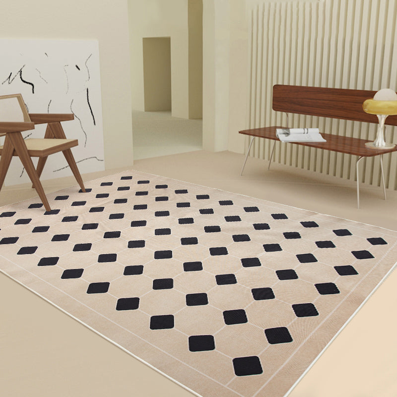 Black Modern Indoor Rug Polyester Diamond Rug Non-Slip Backing Rug for Living Room