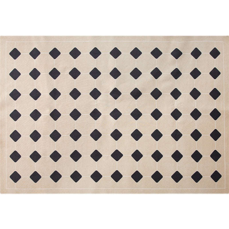 Black Modern Indoor Rug Polyester Diamond Rug Non-Slip Backing Rug for Living Room