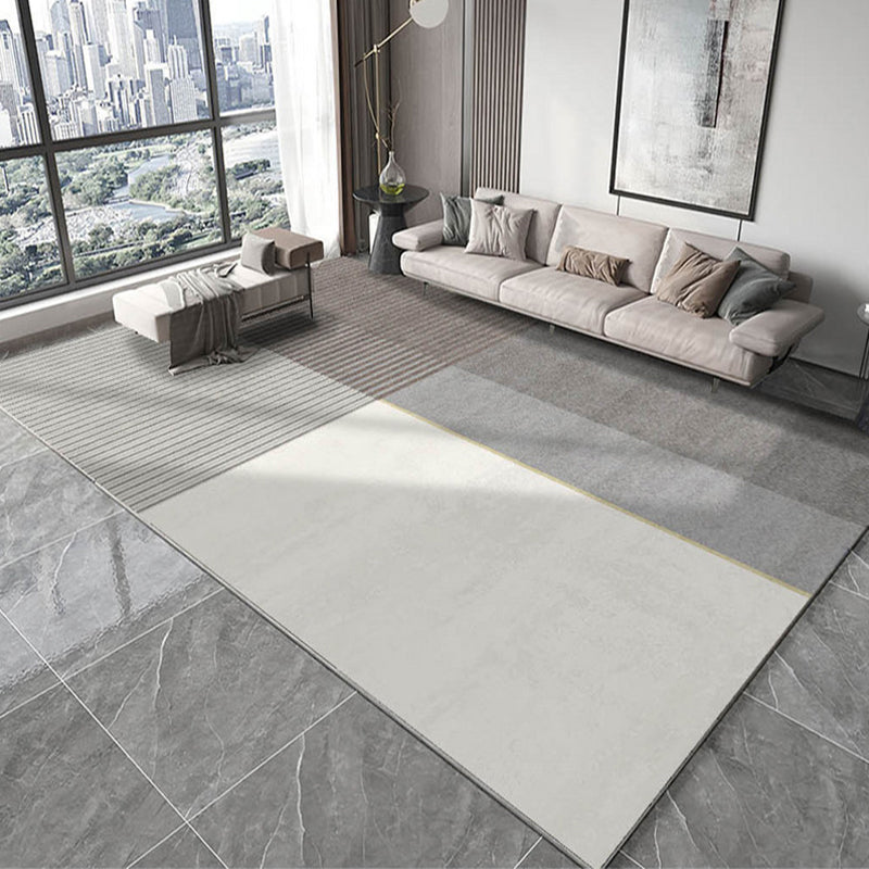Geometric Area Rug Modern Contrast Panel Rug Polyester Stain Resistant Carpet for Living Room