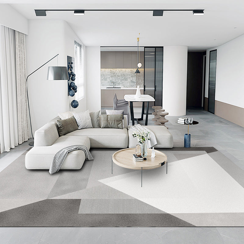 Geometric Area Rug Modern Contrast Panel Rug Polyester Stain Resistant Carpet for Living Room